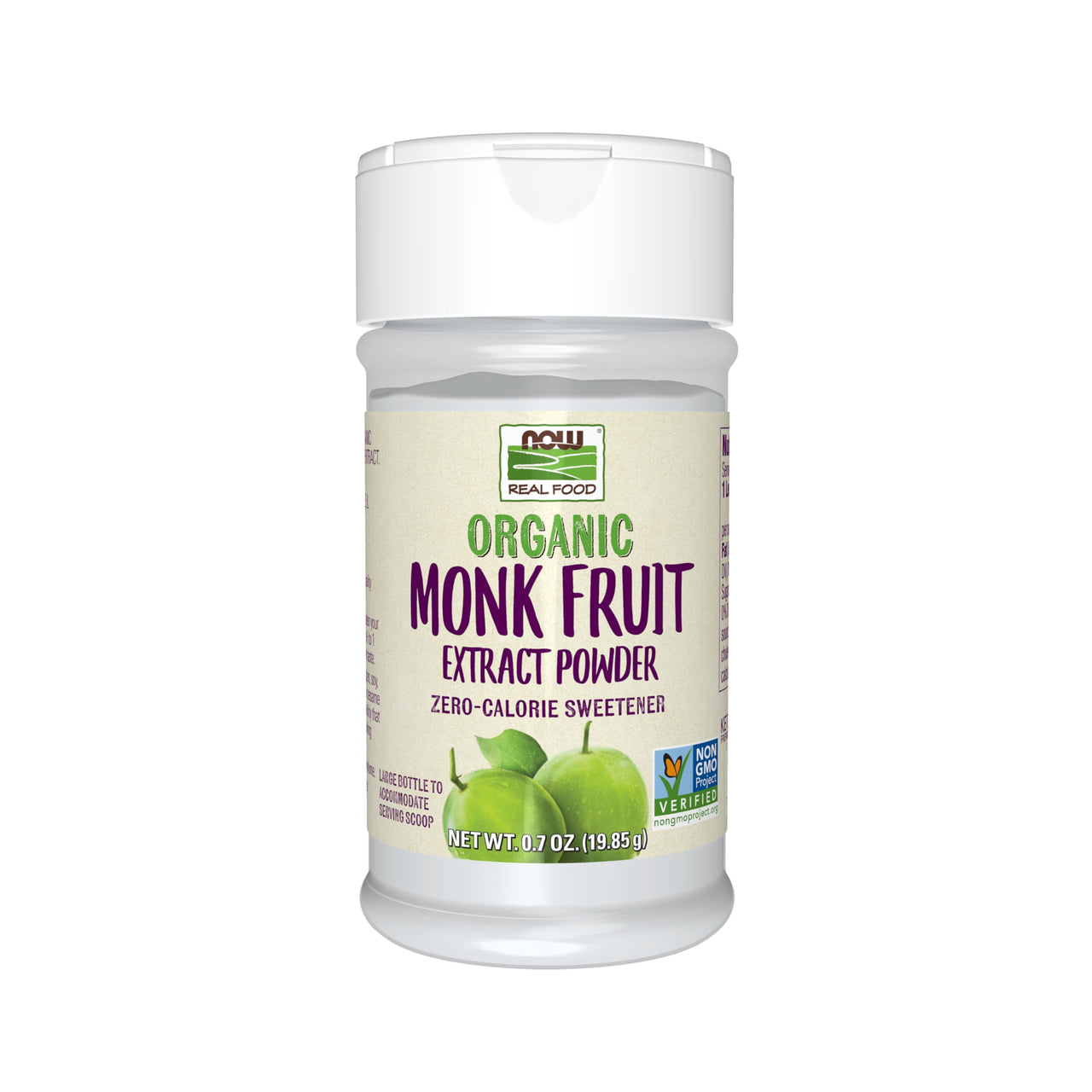 NOW Foods, Certified Organic Monk Fruit Extract Powder, Zero Calorie Sweetener, Large Bottle for Serving Scoop, Certified Non-GMO, 0.7-Ounce