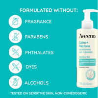 Thumbnail for Aveeno Calm + Restore Nourishing Oat Cleanser, Daily Hydrating Facial Cleanser & Face Wash for Sensitive Skin, Non-Foaming, Hypoallergenic, Non-Comedogenic, Fragrance-Free, 7.8 Fl Oz