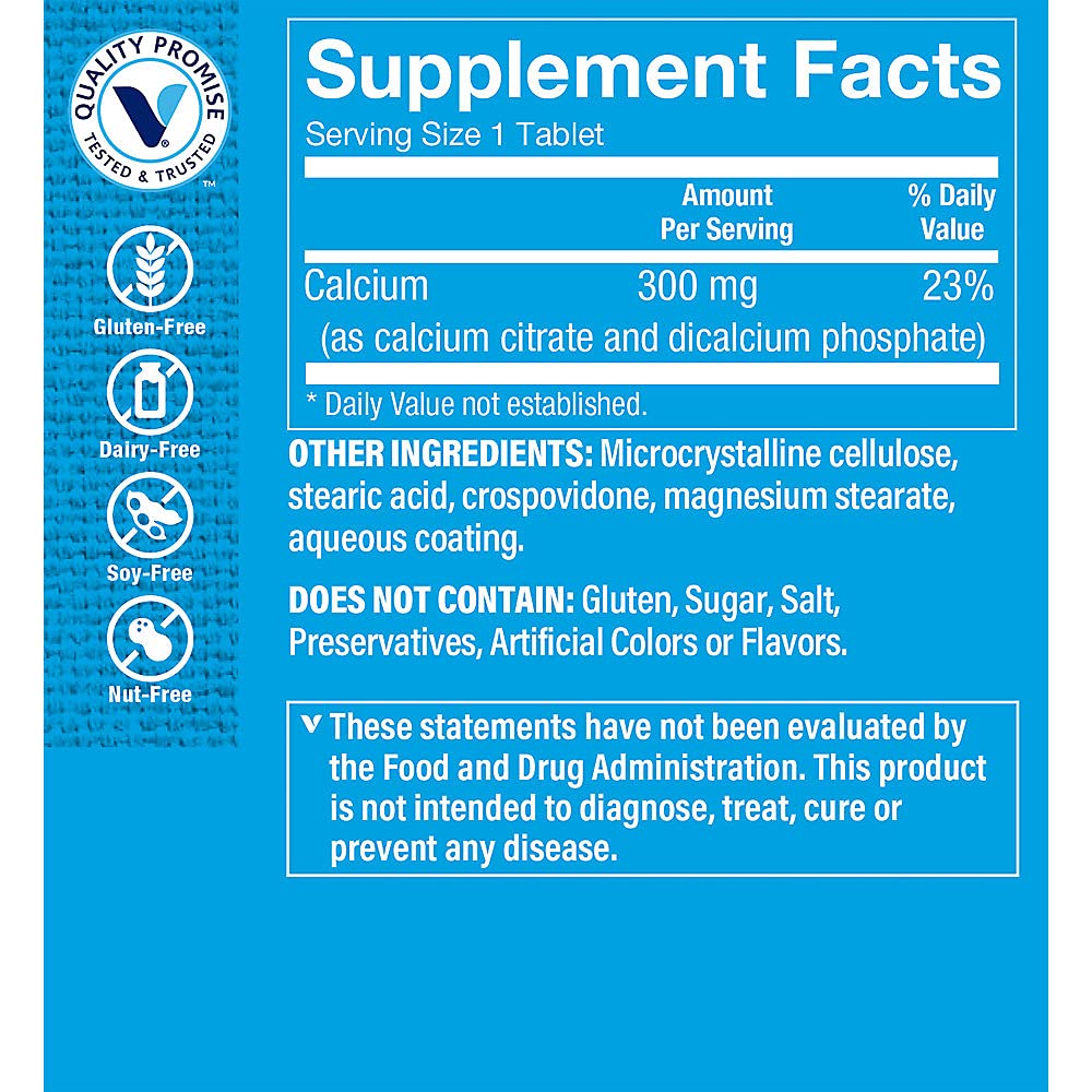 The Vitamin Shoppe Calcium Citrate 300MG - Bone Strength, Teeth Health & Muscle Function, Highly Absorbable (300 Tablets)
