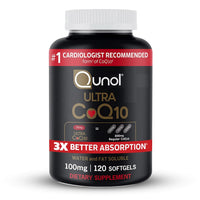 Thumbnail for Qunol Ultra CoQ10 100mg, 3x Better Absorption, Patented Water and Fat Soluble Natural Supplement Form of Coenzyme Q10, Antioxidant for Heart Health, 120 Count Softgels