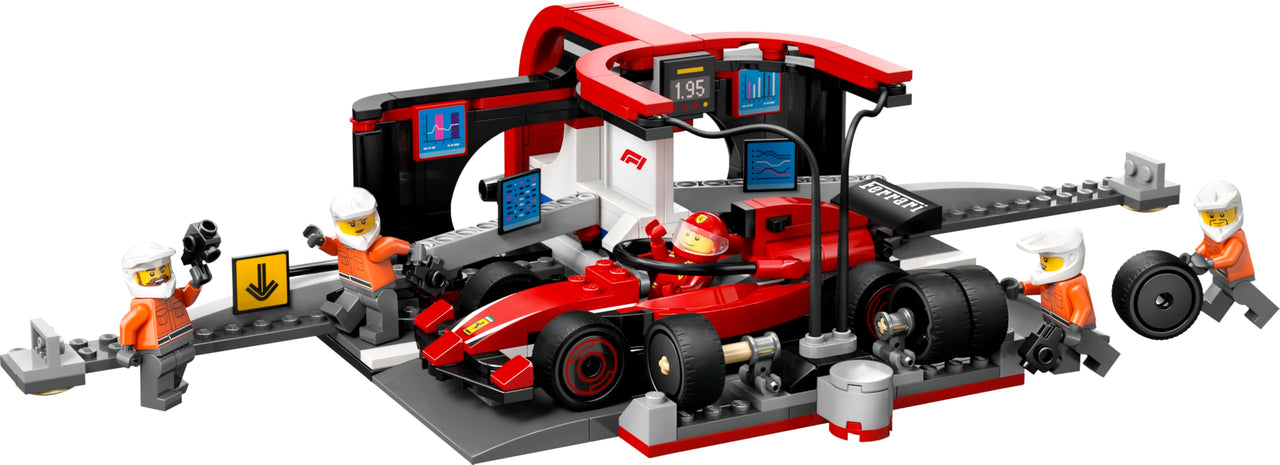 LEGO City F1(R) Ferrari Race Car Pit in Toy Toy Birthday Present Blocks Educational Boys Girls Children 6 Years 7 Years 8 9 Years Old Vehicle Car Mini Car 60443