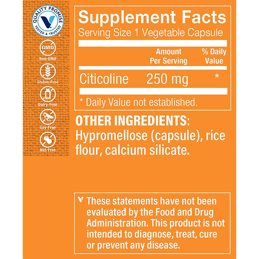 The Vitamin Shoppe CDP Choline Citicoline Supports Mental Focus (60 Vegetable Capsules)