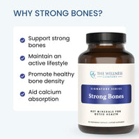 Thumbnail for The Wellness Company Strong Bones | 60 Capsules (1-Month Supply) | Made with Key Minerals to Help Build Bone Strength | Non-GMO, Vegan, Gluten Free | for Supporting Bone Strength and Health