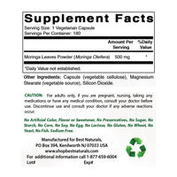 Thumbnail for Best Naturals Moringa 500 mg 180 Vegetarian Capsules