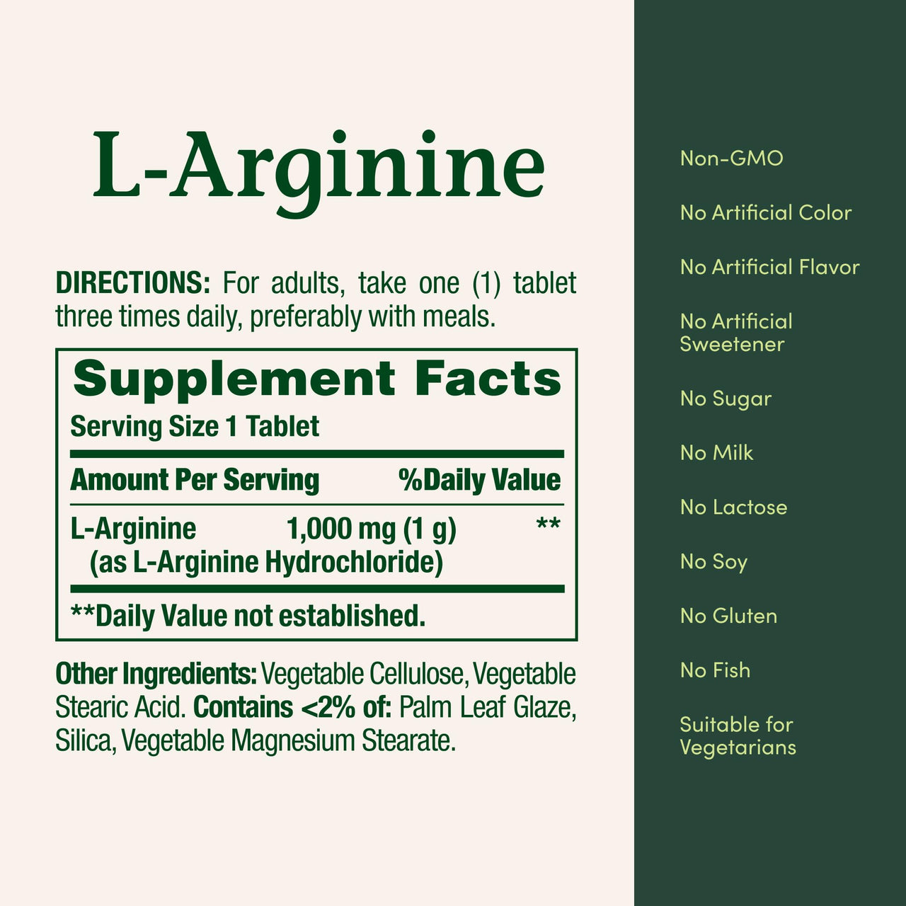 Nature’s Bounty L-Arginine 1000mg for Supporting Blood Flow and Vascular Function – Non-GMO, Gluten Free, 50 Tablets