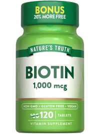 Thumbnail for Nature's Truth Biotin 1000mcg | 120 Tablets | Vegan, Non-GMO, Gluten Free Supplement