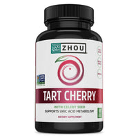 Thumbnail for Zhou Tart Cherry Extract Plus Celery Seed - Tart Cherry Capsules for Men & Women, Muscle Recovery and Uric Acid Metabolism Support - 1000 mg Per Pill - 30 Servings, 60 Veggie Capsules (Pack of 1)