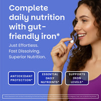 Thumbnail for EZ Melts Multivitamin + Iron - Daily Multivitamin for Women & Men - Supports Healthy Energy Levels & Antioxidant Protection - Non-GMO & Vegan - Tropical Cherry - 60 Dissolvable Tablets (30 Servings)