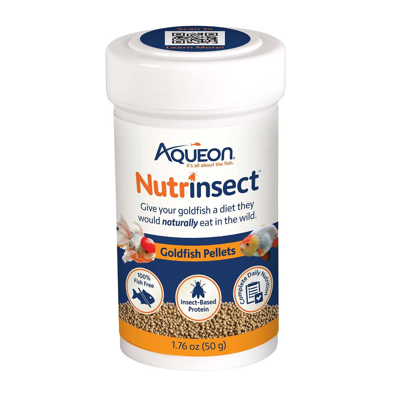 Aqueon Nutrinsect Fish-Free Fish Food, Goldfish Pellets, 1.76 oz