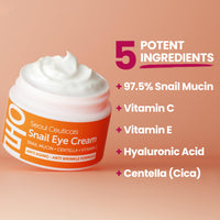 Thumbnail for SeoulCeuticals Korean Snail Mucin Eye Cream - 97.5% Snail Filtrate K Beauty Anti Aging Under Eye Anti Wrinkle Eye Treatment Cream 0.5oz