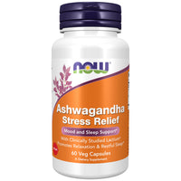 Thumbnail for Now Supplements, Ashwagandha Stress Relief, Mood and Sleep Support*, with Clinically Studied Lactium®, Promotes Relaxation & Restful Sleep*, 60 Veg Capsules