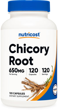Thumbnail for Nutricost Chicory Root 650mg Per Capsule - 120 Plant-Based Capsules, Non-GMO, Gluten Free