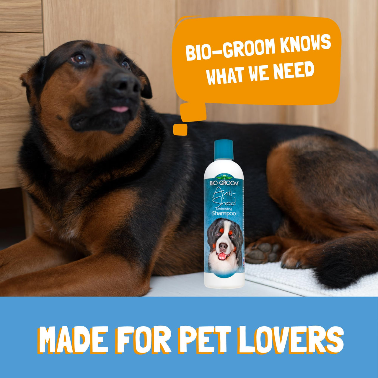 Bio-Groom Anti-Shed Deshedding Dog Shampoo - Odor Eliminating, Anti-Shedding, Dog Bathing Supplies, Puppy Wash, Cat & Dog Grooming Supplies, Cruelty-Free, Made in USA, Dog Products - 12 fl oz 1-Pack
