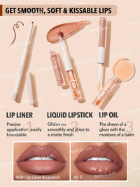 Thumbnail for SHEGLAM Soft 90'S Glam 3-In-1 Lip Liner Moisturizing Plant Extracts Long Lasting Liquid Lipstick Plumping Lip Gloss Makeup Set - Pouty Nude