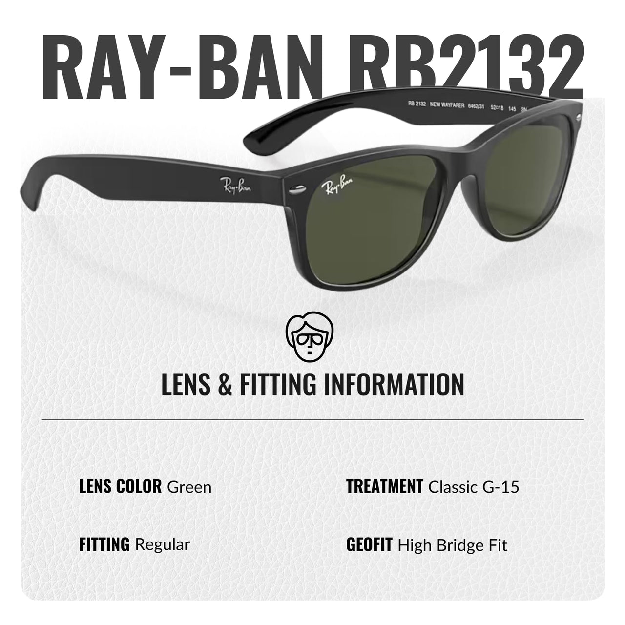 Ray-Ban RB2132 NEW WAYFARER COLOR MIX Square Shaped Non-Polarized Sunglasses for Men & Women – Includes Official RAYBAN Eyewear Kit – Ideal Formal & Casual Wear Sunglasses – G-15 Green Lens
