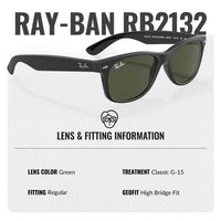Thumbnail for Ray-Ban RB2132 NEW WAYFARER COLOR MIX Square Shaped Non-Polarized Sunglasses for Men & Women – Includes Official RAYBAN Eyewear Kit – Ideal Formal & Casual Wear Sunglasses – G-15 Green Lens