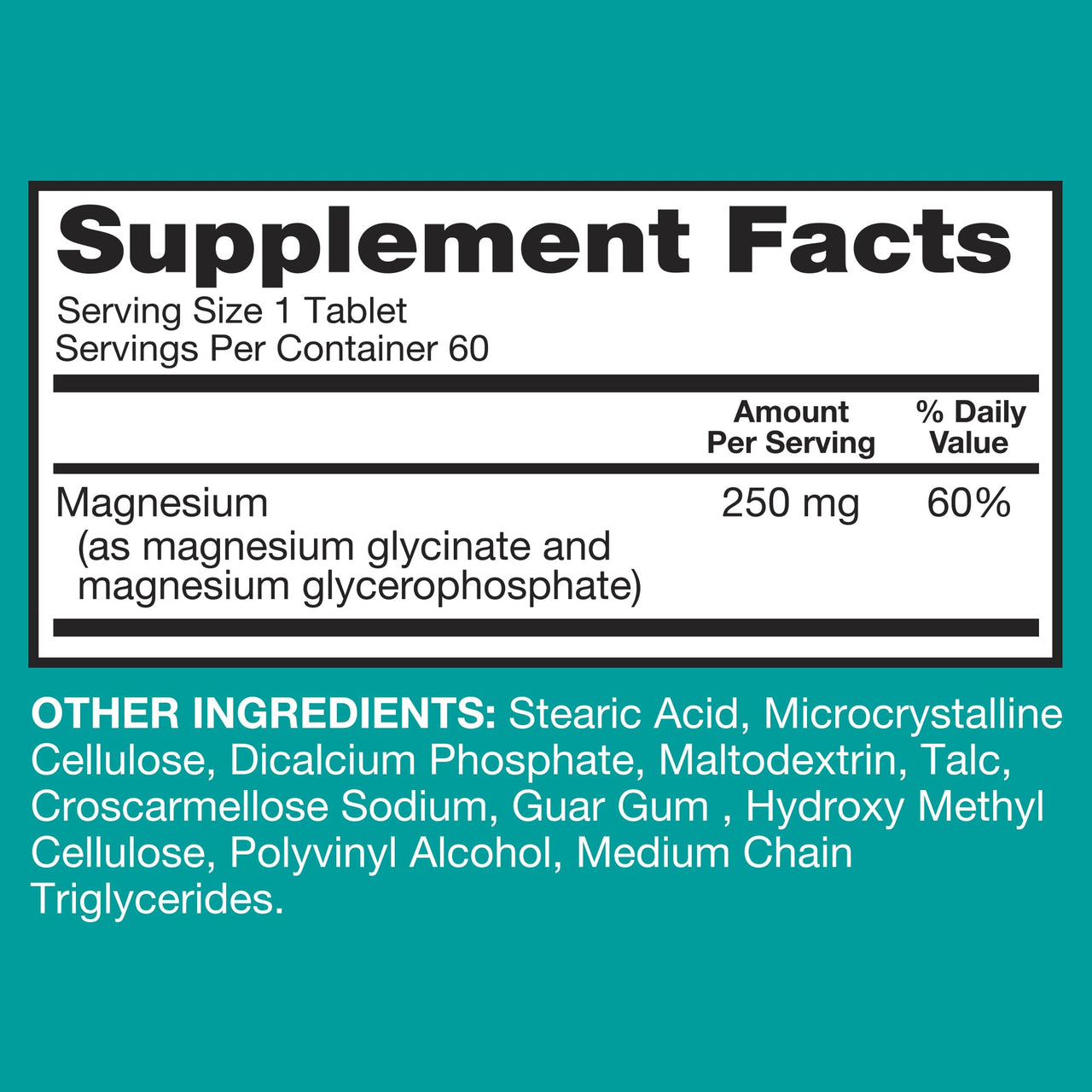 Qunol Magnesium Glycinate Complex, Gentle on Stomach, 250mg One Pill Dose, Superior-Absorption Magnesium, Nerve, Bone and Muscle Health Supplement, 60 Count (Pack of 1)