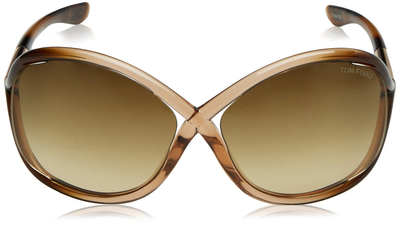 Tom Ford Authentic Sunglasses: Whitney TF9, Shiny Transparent Rose / Gradient Brown Lenses, 64/14/110