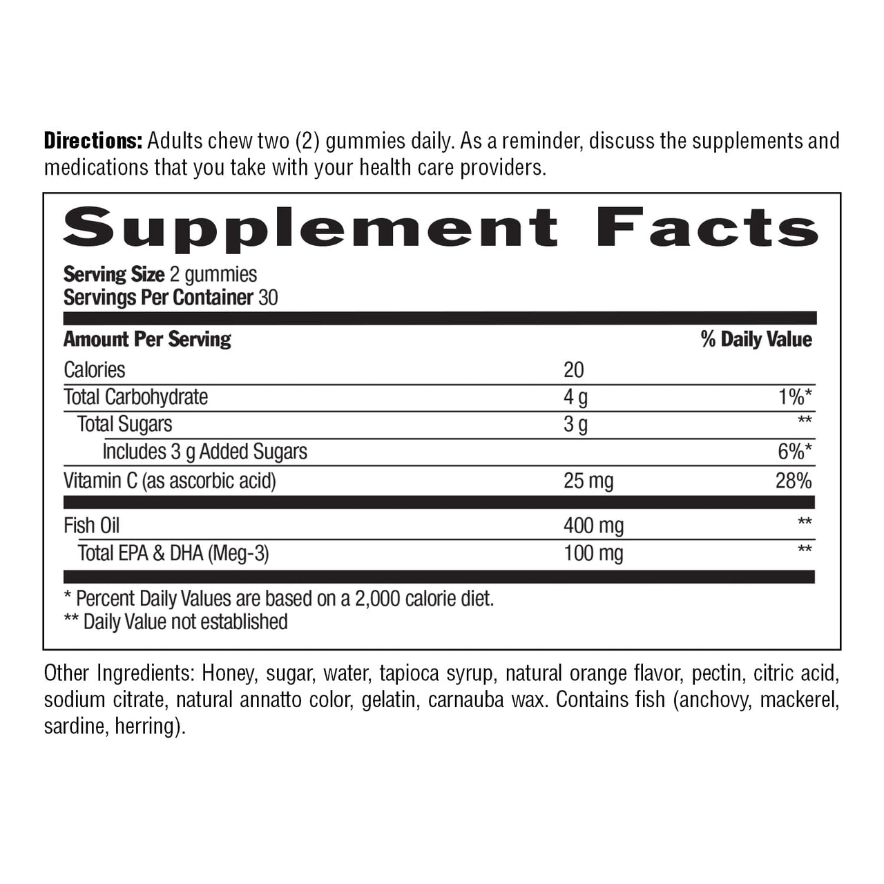 Country Life Omega-3 Honey Gummies – Cardiovascular & Brain Health Support – Non-GMO, Certified Gluten Free – Naturally Sweetened – 60 Gummies