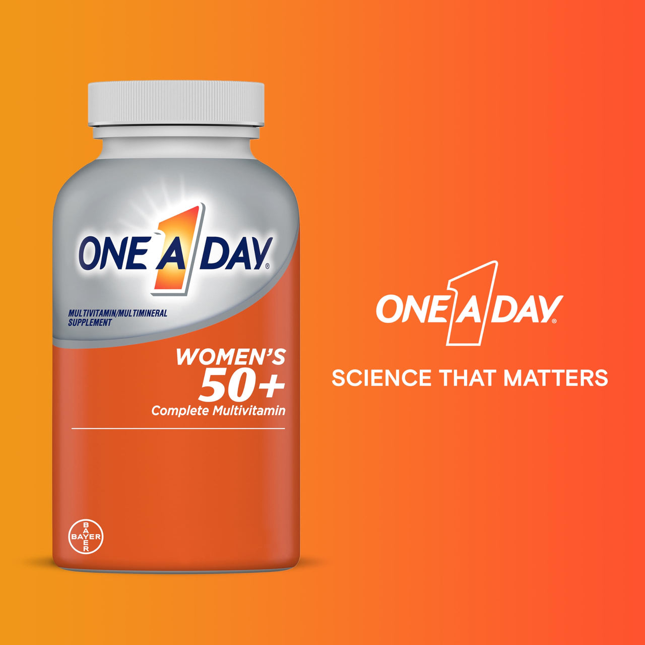 One A Day Women’s 50+ Multivitamins, Multivitamin for Women with Vitamin A, C, D, E and Zinc for Immune Health Support*, Calcium & more, 100 count
