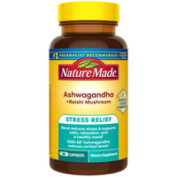 Thumbnail for Nature Made Ashwagandha KSM 66 + Reishi Mushroom Capsules, Stress Relief Blend Ashwagandha and Mushroom Supplement, 60 Capsules, 30 Day Supply