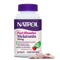 Thumbnail for Natrol Melatonin 10mg Fast Dissolve Tablets - Strawberry Flavor, 200 Count, Sleep Support, Fast Dissolve Melatonin for Adults, 200-Day Supply