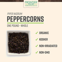 Thumbnail for Frontier Co-op Black Peppercorns Whole, 1lb Bulk Bag - Tellicherry Black Pepper - Organic Peppercorns for Grinder Refill, Cooking, Pickling, and More | 16 Ounce (Pack of 1)