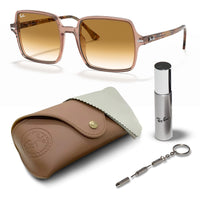 Thumbnail for Ray-Ban RB1973 SQUARE II Square Shaped Non-Polarized Sunglasses for Women – Includes Official RAYBAN Eyewear Kit – Ideal Formal & Casual Wear Sunglasses – Light Brown Gradient Lens