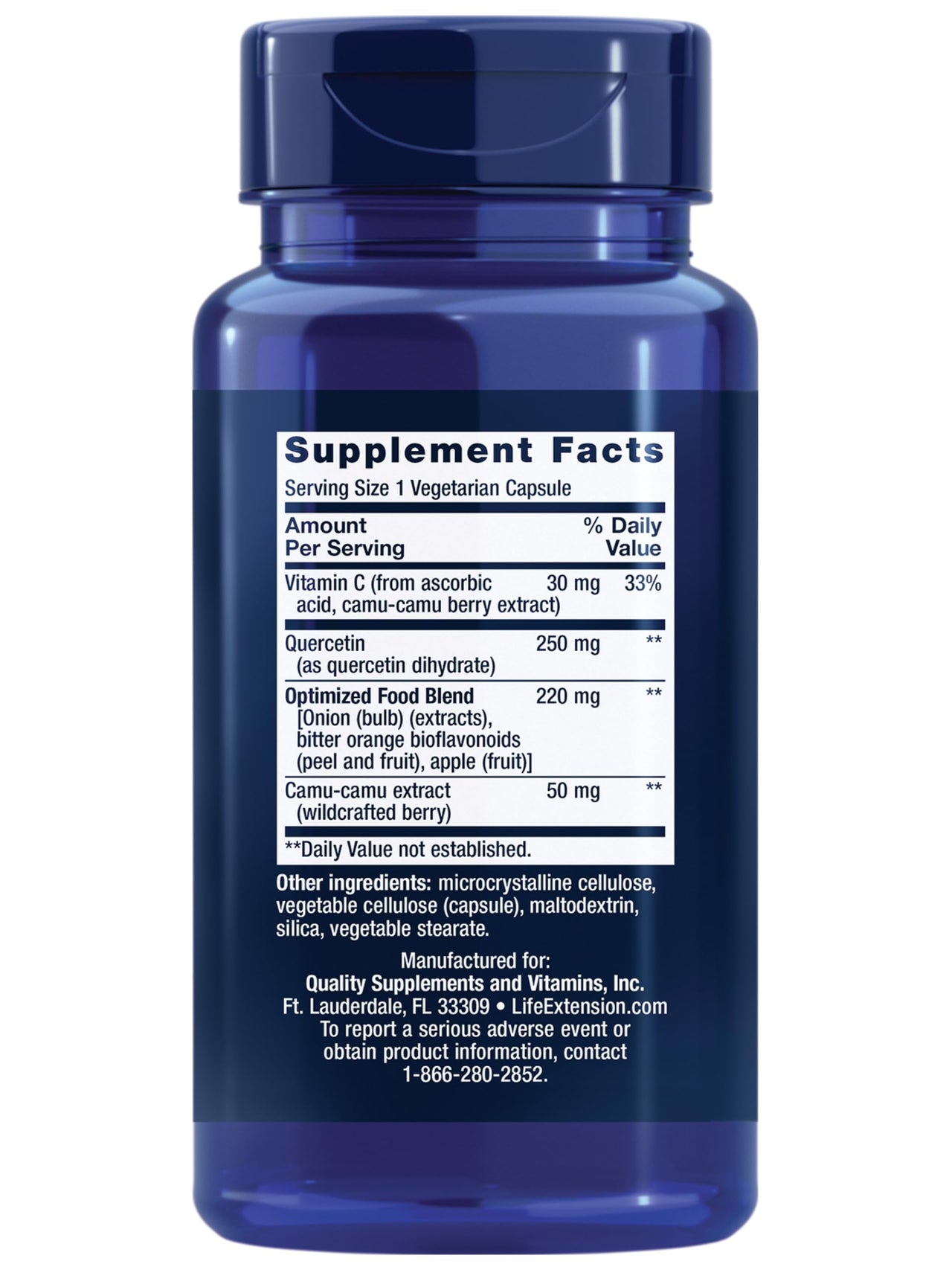 Life Extension Optimized Quercetin 250 mg Supports Immune Health, Heart Health, Non-GMO, Gluten Free - 60 Vegetarian Capsules