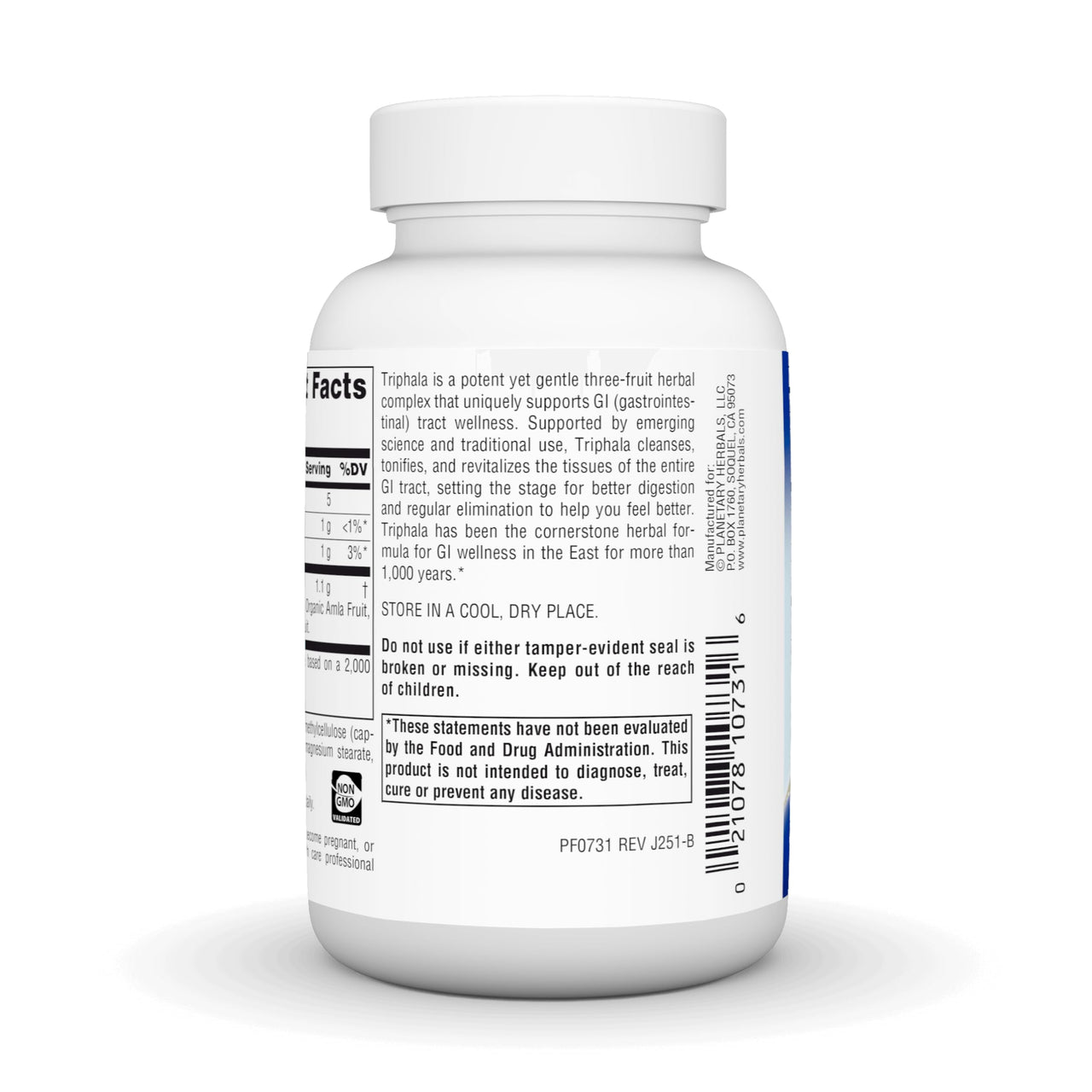 Planetary Herbals Triphala Gold 550mg, Cleanser for GI Tract Wellness, 60 Vegetarian Capsules