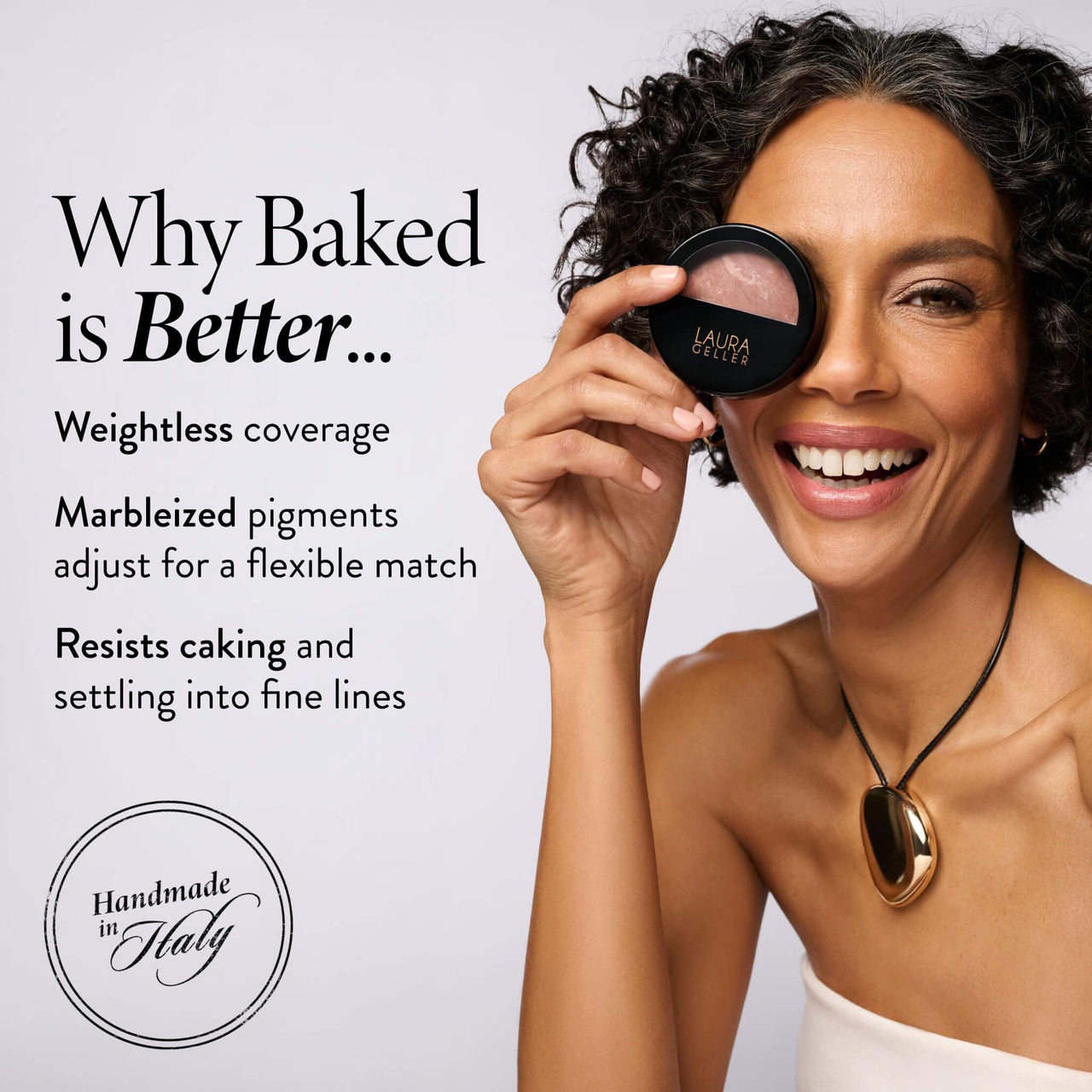 LAURA GELLER NEW YORK Award-Winning Baked Balance-n-Brighten Color Correcting Powder Foundation - Medium - Buildable Light to Medium Coverage - Demi-Matte Natural Finish