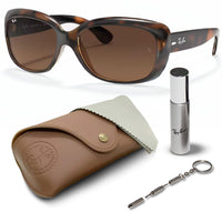 Thumbnail for Ray-Ban RB4101 JACKIE OHH Butterfly Shaped Non-Polarized Sunglasses for Women – Includes Official RAYBAN Eyewear Kit – Ideal Formal & Casual Wear Sunglasses – Pink/Brown Gradient Lens