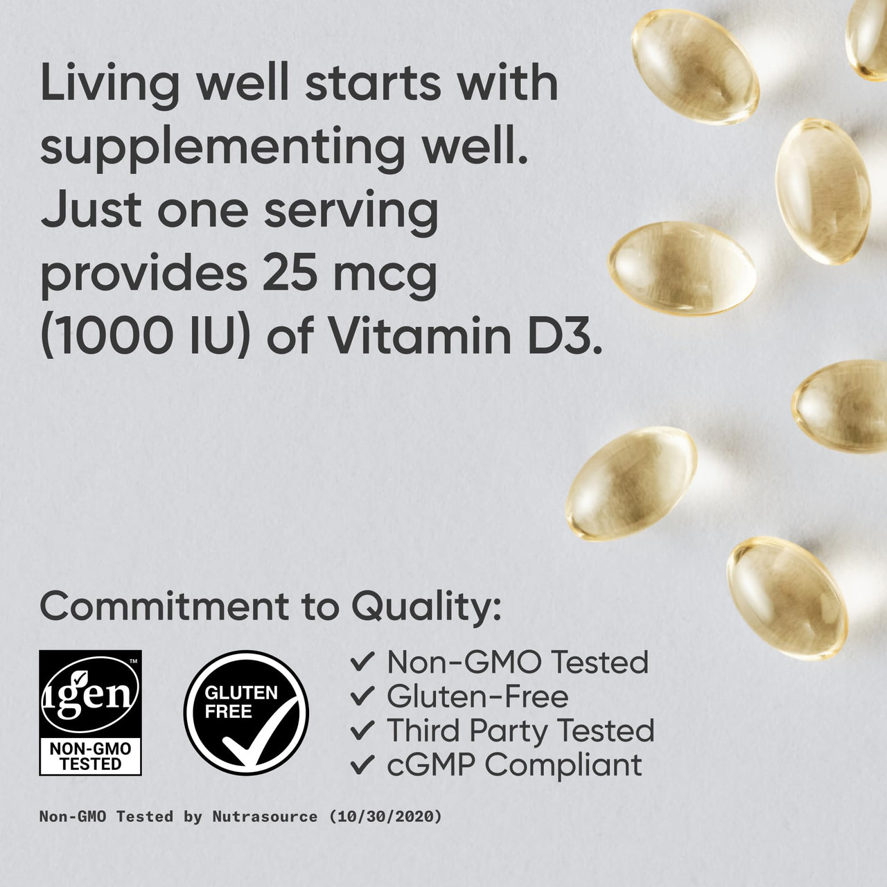 Sports Research® Vitamin D3 1000 IU with Coconut MCT Oil - High Potency Vitamin D Supplement for Immune & Bone Support - Gluten Free · Non-GMO · Soy Free - 360 Count Softgels