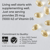 Thumbnail for Sports Research® Vitamin D3 1000 IU with Coconut MCT Oil - High Potency Vitamin D Supplement for Immune & Bone Support - Gluten Free · Non-GMO · Soy Free - 360 Count Softgels