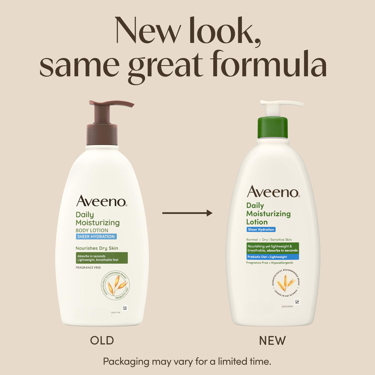 Aveeno Sheer Hydration Fragrance-Free Daily Moisturizing Lotion with Prebiotic Oat for Dry Skin, Lightweight, Fast-Absorbing Body Moisturizer Nourishes Skin with 48-hour Moisture, 18 fl. oz