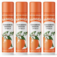Thumbnail for Badger Tangerine Breeze Classic Lip Balm, 100% Organic Lip Balm, Long Lasting Lip Care w/Light Silky Texture, Bright & Cheerful Lip Balm for Kids & Adults, 4 Pack