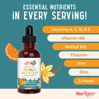 Thumbnail for MaryRuth Organics Multivitamin & Multimineral with Iron for Toddlers | USDA Organic | Sugar Free | Multivitamin Liquid Drops for Kids Ages 1-3 | Immune Support | Vegan | Non-GMO | 2 Fl Oz