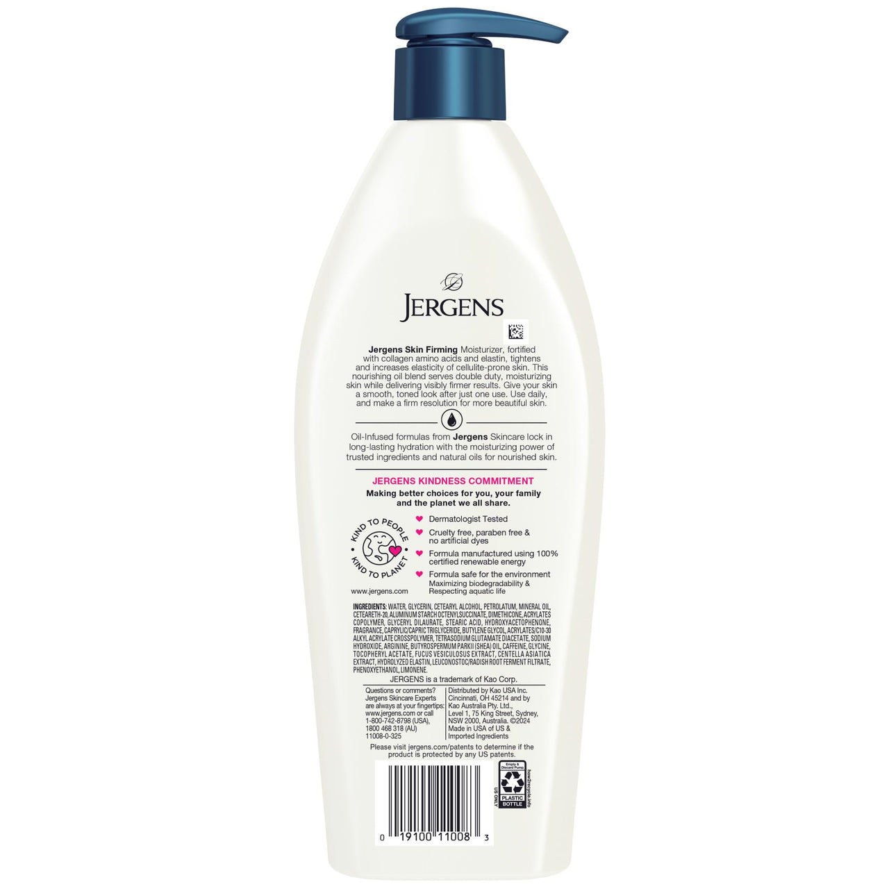 Jergens Skin Firming Body Lotion for Dry to Extra Dry Skin, Skin Tightening Cream with Collagen and Elastin, Dermatologist Tested, Hydralucence Blend Formula, 16.8 Oz