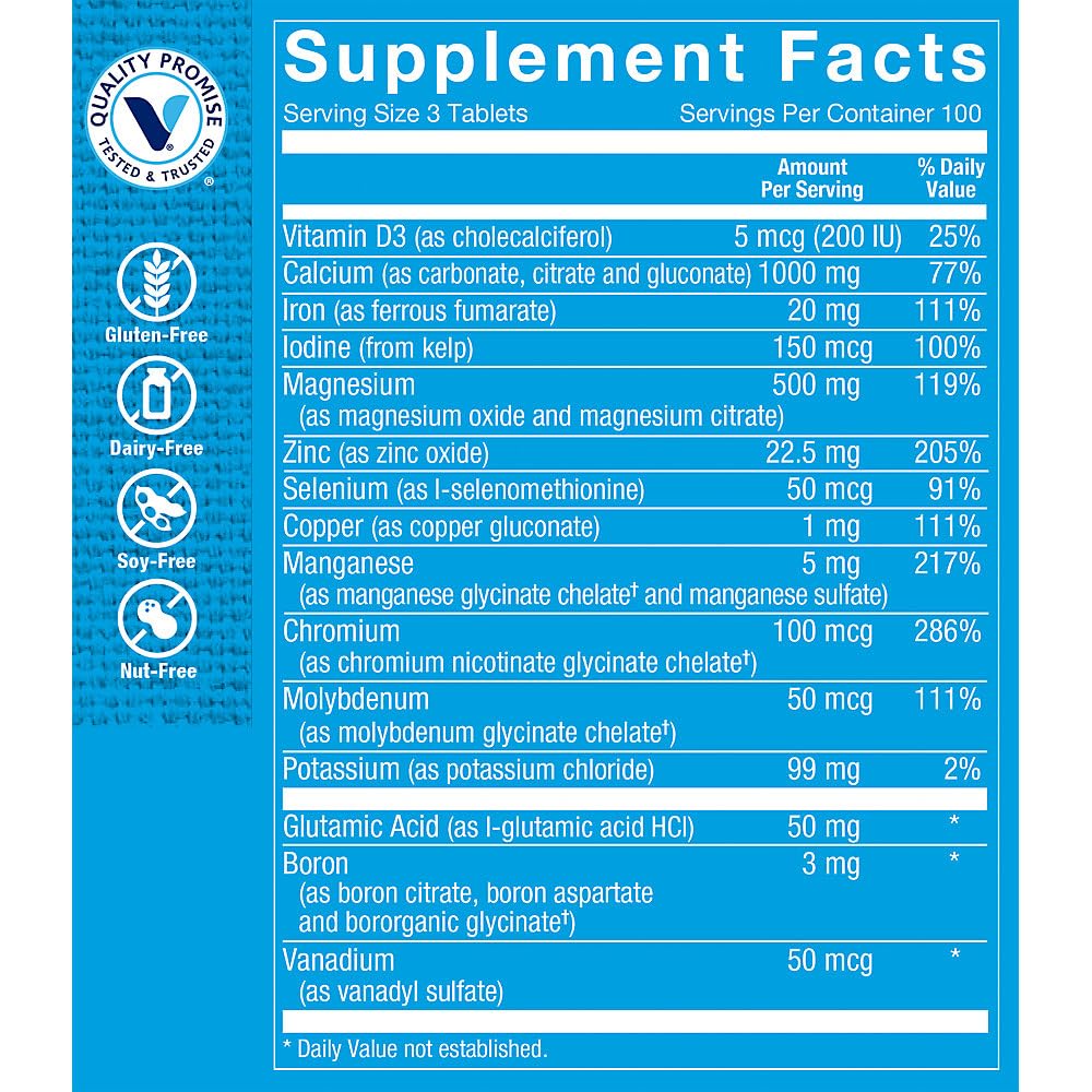 The Vitamin Shoppe Multi Minerals with Boron & Vitamin D, Formulated with Trace Minerals, Supports Healthy Bones (300 Tablets)