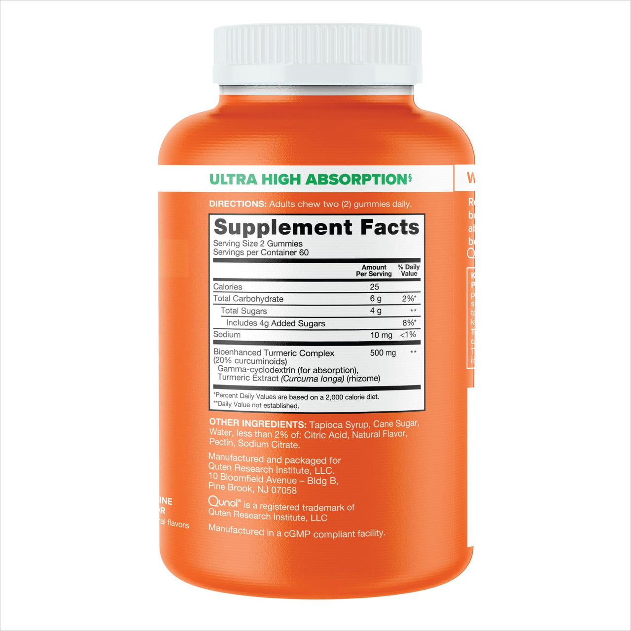 Qunol Turmeric Gummies, Gummy with 500mg Turmeric Curcumin, Joint Support Supplement, Ultra High Absorption Tumeric Curcumin, Vegan, Gluten Free, 2 Month Supply, 120 Count