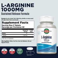 Thumbnail for KAL 1000 Mg L-arginine Tablets, 120 Count