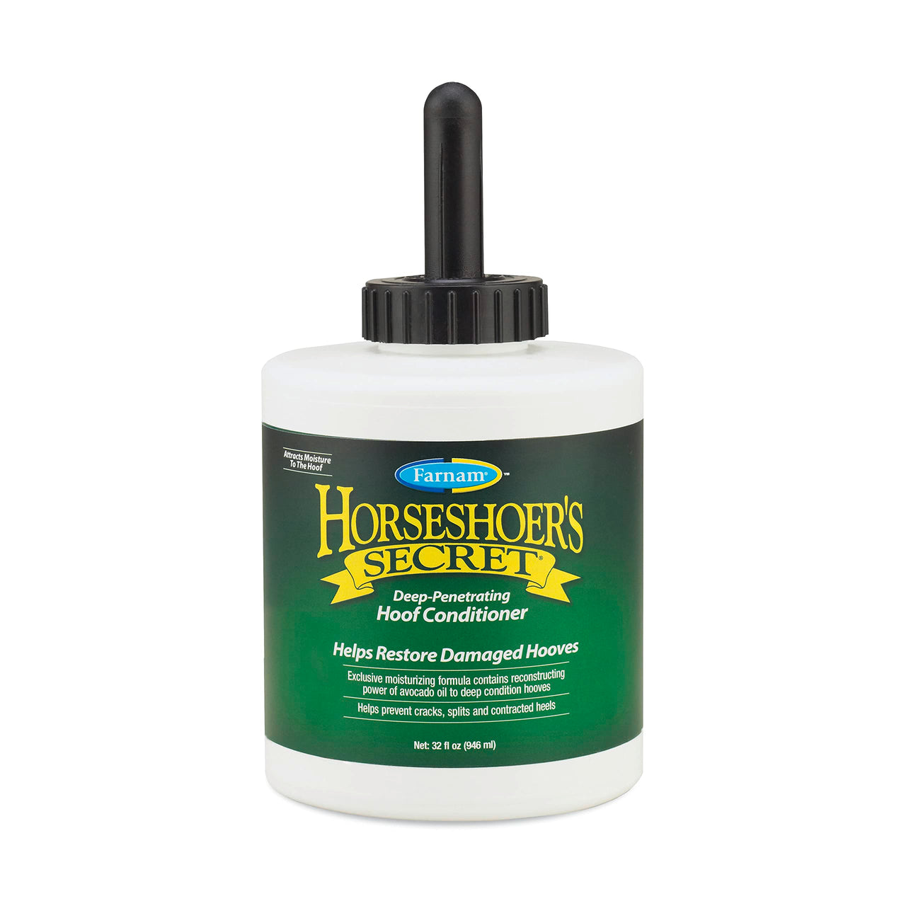 Farnam Horseshoer's Secret Deep-Penetrating Hoof Oil for Horses, Conditions Dry Hooves, Prevents Cracks, Splits & Contracted Heels, Contains Avocado, Glycerine & Mineral Oils, Fast Absorbing, 32 Oz