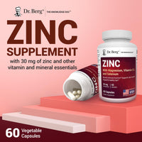 Thumbnail for Dr. Berg Zinc 30mg Enhanced with Magnesium, Vitamin D3, Selenium, & Copper - Zinc Supplements for Men & Women - Chelated Zinc for Immune, Skin, Hair, & Nails Support* - 60 Capsules