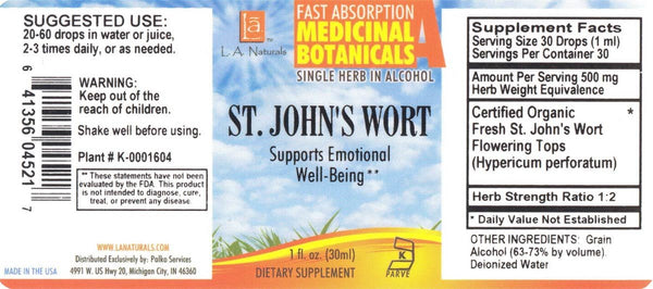 L A NATURALS St. John's Wort Organic, 0.02 Pound