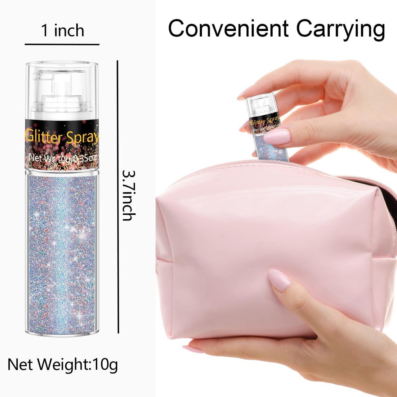 Hair and Body Glitter Spray, 1PC Glint-Rainbow Glitter Hairspray Dry Powder Makeup for Clothes, Festival Rave Prom Loose Sparkle Powder,Holographic Ultra Fine Resin Glitters for Crafts (Glint-Rainbow)