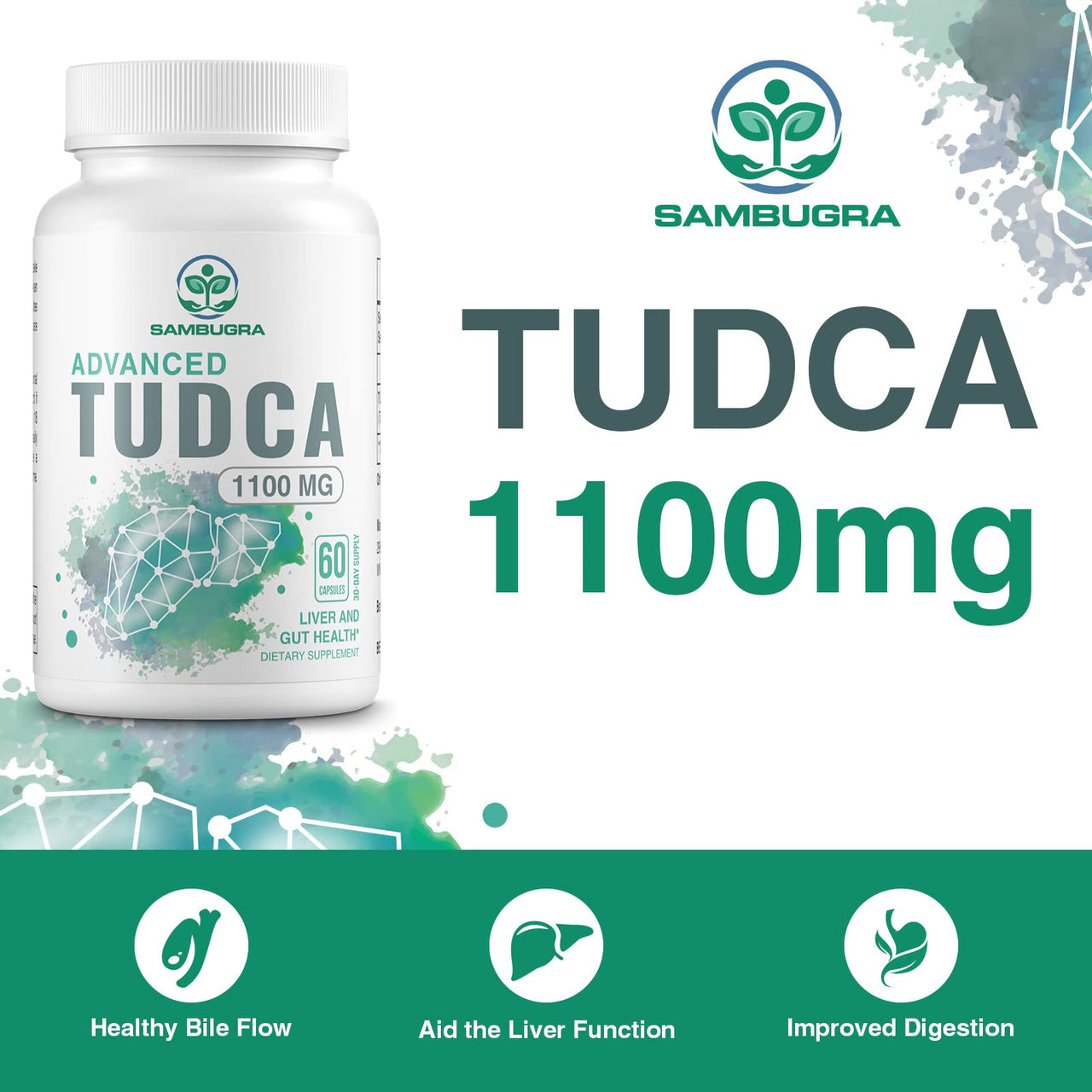 Sambugra Advanced TUDCA 1100mg - Ultra Strength Bile Salt TUDCA Supplements, TUDCA Liver Supplements for Liver Cleanse Detox and Repair, 240 Capsules (Pack of 4)