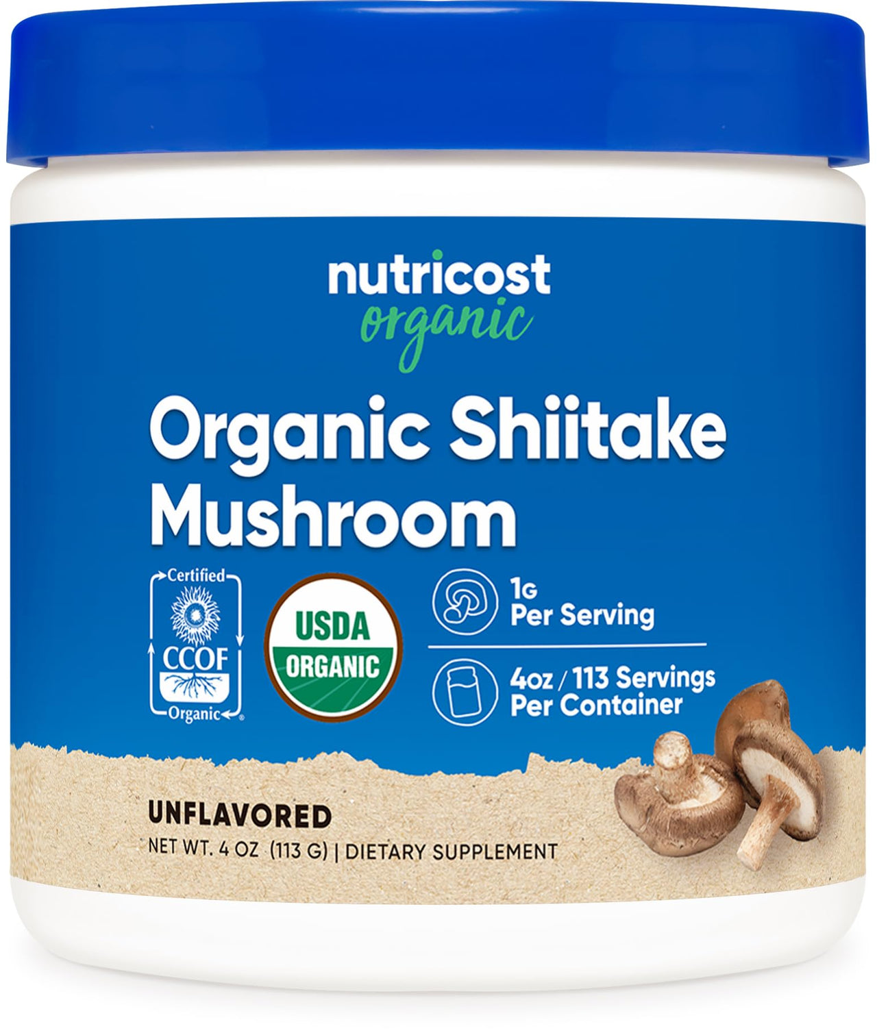 Nutricost Organic Shiitake Mushroom Powder 4 oz - Gluten Free, Non-GMO