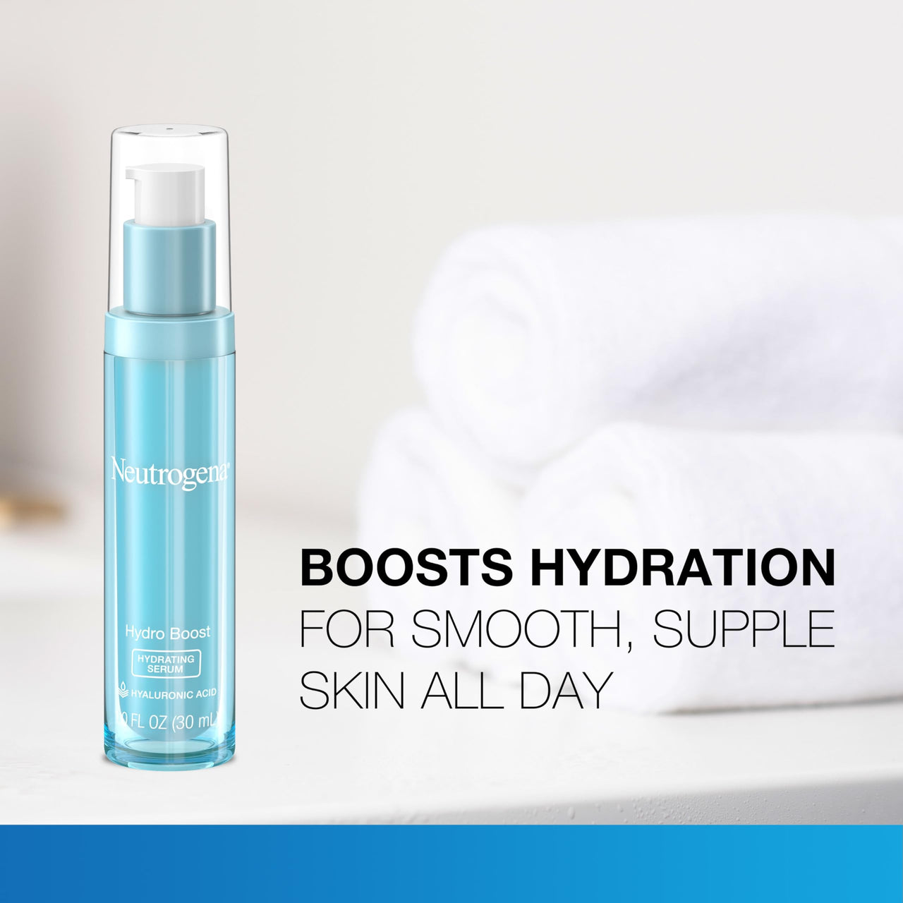 Neutrogena Hydro Boost Hydrating Hyaluronic Acid Face & Neck Serum, Fast-Absorbing Daily Facial Moisturizer with Purified Hyaluronic Acid for Hydrated Skin, Oil-Free & Non-Comedogenic, 1 fl. oz