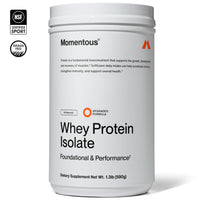 Thumbnail for Momentous Essential Grass-Fed Whey Protein Powder - 20 g Whey Isolate Protein - NSF Certified for Sport - Gluten-Free - 25 Servings for Essential Everyday Use - Unflavored - Package May Vary