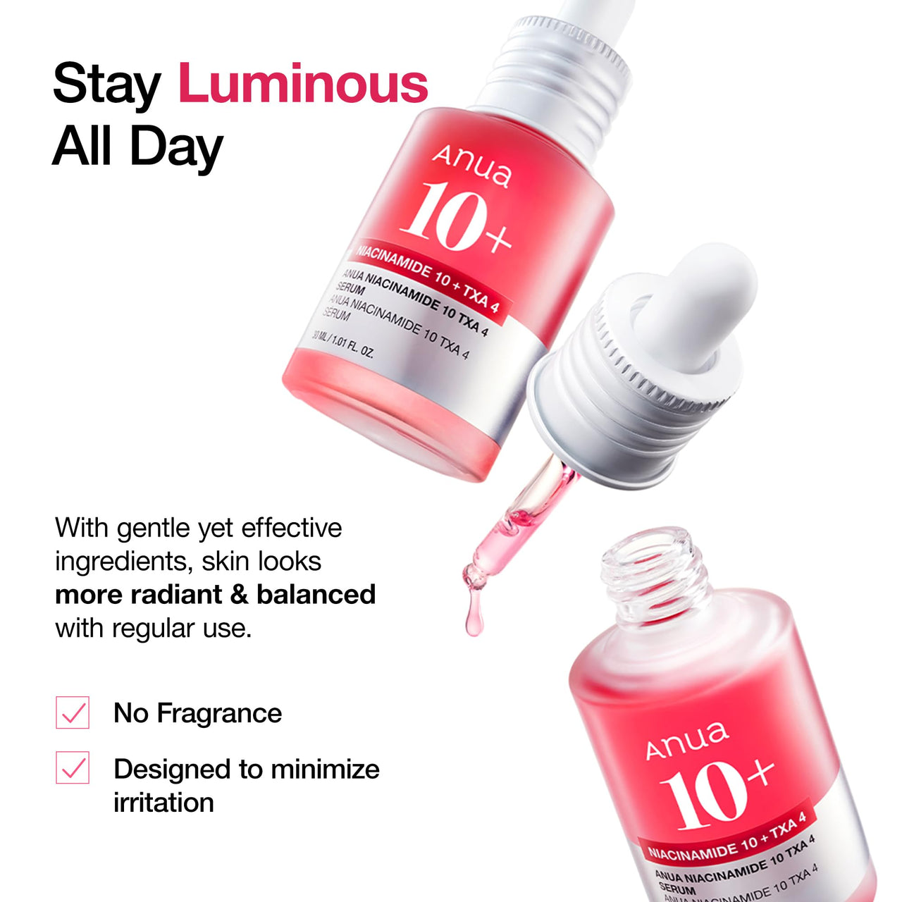 Anua 2% BHA + 10% Niacinamide Skin Booster Duo - 10% Niacinamide + 4% Tranexamic Acid Serum for Dull Skin, Gentle Exfoliating Toner, Salicylic Acid, for pore Control, Korean Skincare set